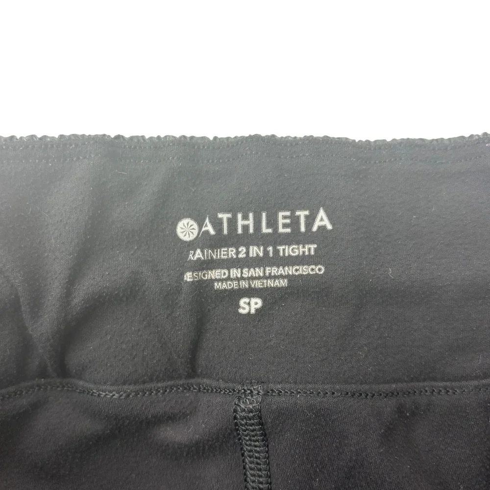 Athleta Rainier 2‎ In 1 Tight Leggings Shorts Overlays Womens SP Small Petite